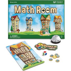 SimplyFun Math Room - an Educational Math Game - Quick Thinking & Fun Math Games for Kids Ages 5 & Up - Fast Solving Addition & Subtraction Game - 2 to 4 Players