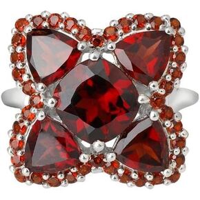 YoTreasure 5.98 Ct. Red Garnet 925 Sterling Silver Cocktail Ring Jewelry
