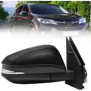 Left Driver Side Mirror Fits 2013-2015 Toyota RAV4, with Power Heated Turn Signal and Manual Folding Without Blind Spot Match Black Replace 87940-42B50 (7Pins) (Left/Driver Side)