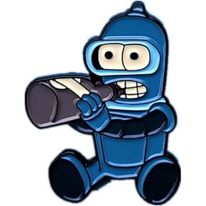 Futurama Baby Bender Robot Beer Bottle Fry Leela Animated Comedy TV Show 1.3" Enamel Pin Badge