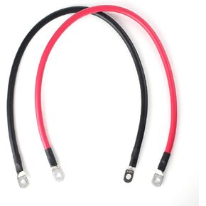 LotFancy 4 AWG Battery Cables, 4 Gauge 2 Feet Red + 2 Feet Black Pure Copper Wires with 5/16" Lugs Both Ends for Car Marine Solar Lawn Mower Motorcycle