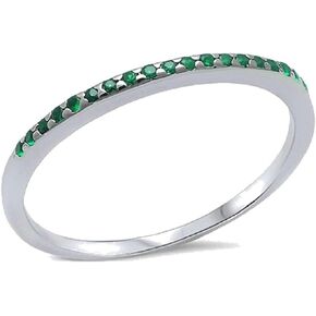 Blue Apple Co. 1.5mm Half Eternity Wedding Band Ring 925 Sterling Silver Choose Color