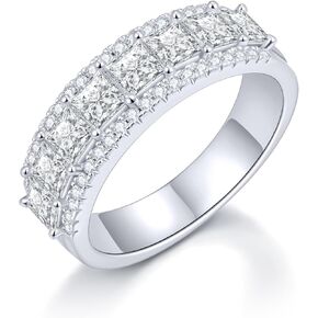 Square Moissanite Rings for Women D Color VVS1 Clarity 3EX Cut S925 Sterling Silver 14K Gold Plated Non Tarnish Easily