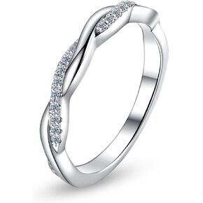 Twisted Vine Infinity Moissanite Eternity Rings D color VVS1 Moissanite Pave Set Wedding Band Ring Guard Enhancer for Women Platinum-Plated Silver Promise Anniversary Engagement Band