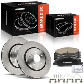 A-Premium 12.60 inch (320mm) Front Drilled and Slotted Disc Brake Rotors + Ceramic Pads Kit Compatible with Select Honda Models - Odyssey 2018-2023, 6-PC Set