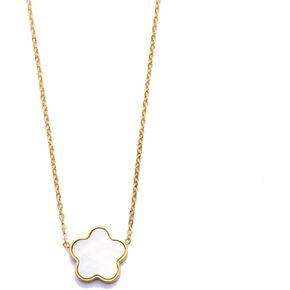 18K gold plated Clover， necklace Jewelry，white Five Leaf Lucky Gifts for Women