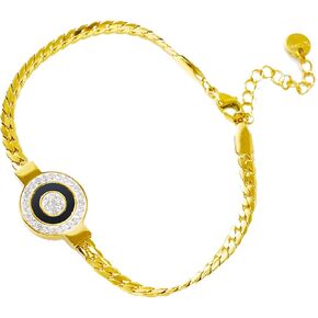 Evil Eye Zircon Bracelet |18K gold Plated titanium steel |flat slake chain extension for woman