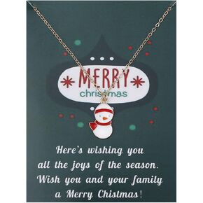 COLORFUL BLING Christmas Necklace with Message Gifts Card Christmas Tree Snowflake for Winter Santa Sweater Thanksgiving Day Women Girls Xmas Party Jewelry in Kuwait