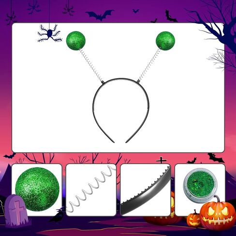 Farochy Costume Headwear - Silver Alien Headband with Glasses and Holographic Glitter, Halloween, Cosplay Party, Christmas, Birthday, Unisex, Partygoers, Families, All Ages in Saudi Arabia
