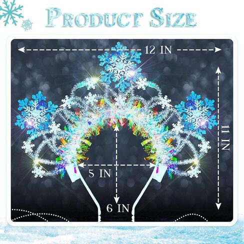 Light Up Christmas Headband Led Xmas Snowflakes Headband Glowing Festival Party Princess Dress Up Headwear for Women (Blue-White A) in Kuwait
