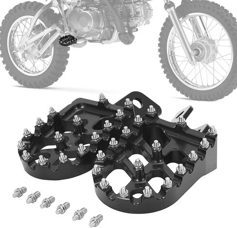 Dirt Bike Foot Pegs,Motorcycle Footpegs Wider Foot Pegs Rest Pedal CNC for KLX 110 KLX110 2002-2024 KLX110L 2010-2024 KX60 1998-2003 Black in Kuwait