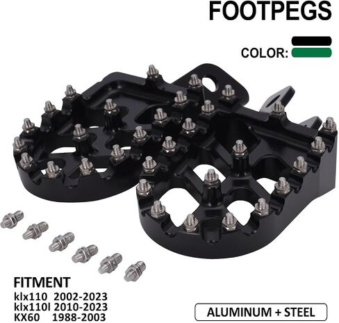 Dirt Bike Foot Pegs,Motorcycle Footpegs Wider Foot Pegs Rest Pedal CNC for KLX 110 KLX110 2002-2024 KLX110L 2010-2024 KX60 1998-2003 Black in Kuwait