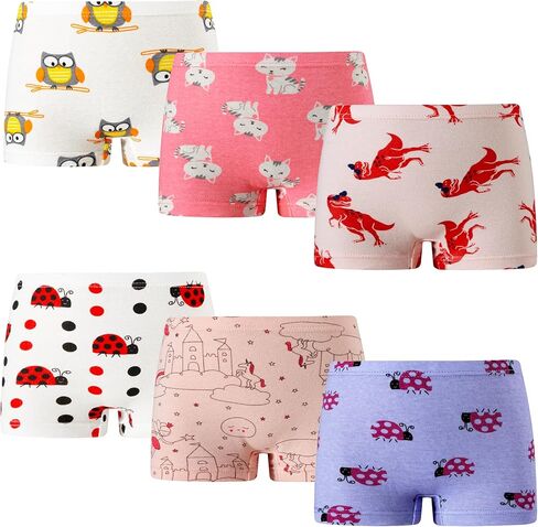 Cadidi Dinos Girls Cotton Underwear Boyshort Panties 6 Pack in Saudi Arabia