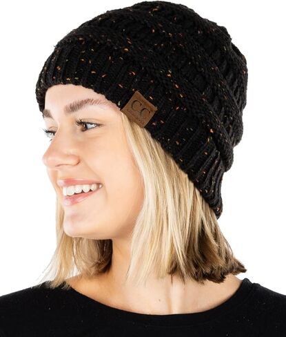 Funky Junque Beanies Women Confetti Cable Knit Crochet Hat Skullies Toboggan Thick Soft Warm Winter Hat Fashionable in Kuwait
