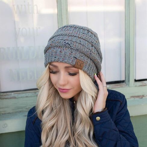Funky Junque Beanies Women Confetti Cable Knit Crochet Hat Skullies Toboggan Thick Soft Warm Winter Hat Fashionable in Kuwait