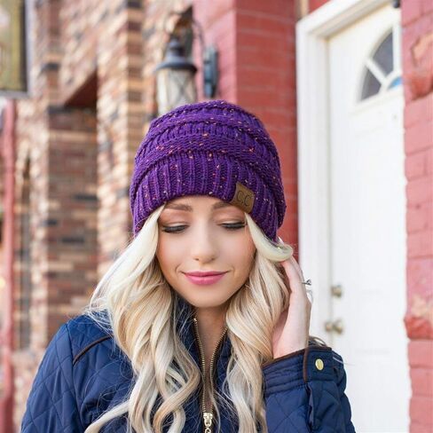 Funky Junque Beanies Women Confetti Cable Knit Crochet Hat Skullies Toboggan Thick Soft Warm Winter Hat Fashionable in Kuwait