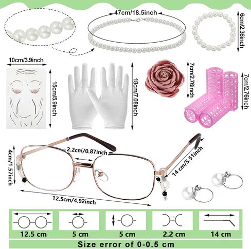 Yingzhao 20 قطعة من زي السيدة العجوز للنساء، زي الجدة المستعار، فستان الجدة لإكسسوارات الهالوين التنكرية in Kuwait