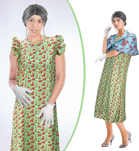 Yingzhao 20 قطعة من زي السيدة العجوز للنساء، زي الجدة المستعار، فستان الجدة لإكسسوارات الهالوين التنكرية in Kuwait