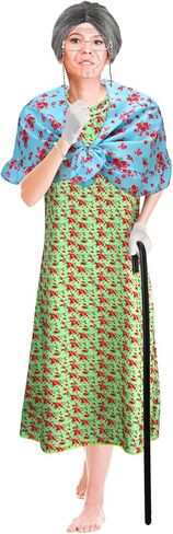 Yingzhao 20 قطعة من زي السيدة العجوز للنساء، زي الجدة المستعار، فستان الجدة لإكسسوارات الهالوين التنكرية in Kuwait