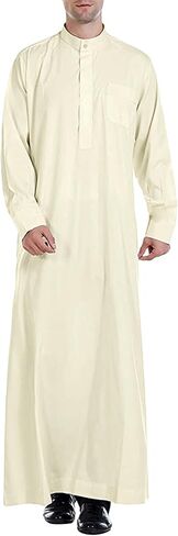 YAOHUOLE Men Islamic Caftan Thobe Big and Tall Kaftan with Pocket Mens Arab Thobe Men Kaftan Thobe in Saudi Arabia