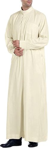 YAOHUOLE Men Islamic Caftan Thobe Big and Tall Kaftan with Pocket Mens Arab Thobe Men Kaftan Thobe in Saudi Arabia