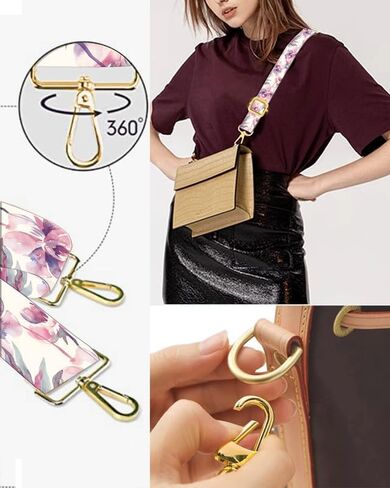 Purse Straps Rose Gold Buckles Wide Shoulder Strap,Fashion Adjustable Replacement Belt in Saudi Arabia