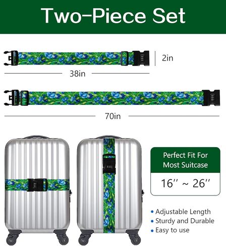 Luggage Straps for Suitcases Travel Belt Luggage Band with Lock Heavy Duty Traveling Luggage Identifier Wave Cute Women Girls Unique Accesory Personalized in Saudi Arabia