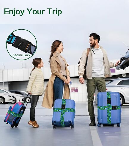 Luggage Straps for Suitcases Travel Belt Luggage Band with Lock Heavy Duty Traveling Luggage Identifier Wave Cute Women Girls Unique Accesory Personalized in Saudi Arabia
