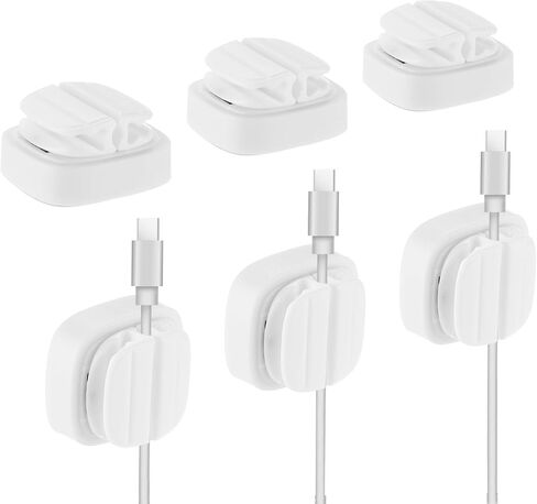 MECCANIXITY 6Pcs Cord Organizer Spring Cable Clip Holder, 3-in-1 Black Adhesive Adjustable Cord Cable Holder for Charging Cord, USB Wires, Car, Nightstand, Office in Saudi Arabia