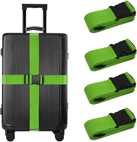 Luggage Straps Suitcase Belt Travel Accessories,Luggage Belt Strap TSA Approved, Travel Straps for Luggage Security Luggage Belt Strap 4 Pack, Green in Saudi Arabia