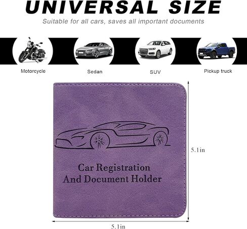Car Registration and Insurance Card Holder, Leather Car Document Holder Glove Compartment Organizer, Vehicle Wallet Case Glove Box Organizer for Women Men, Car Accessories (Purple) in Saudi Arabia