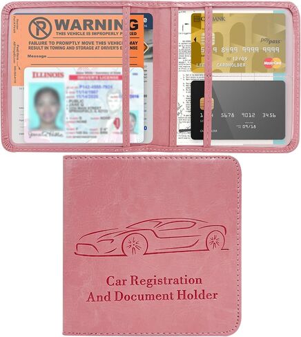 Car Registration and Insurance Card Holder, Leather Car Document Holder Glove Compartment Organizer, Vehicle Wallet Case Glove Box Organizer for Women Men, Car Accessories (Purple) in Saudi Arabia