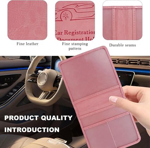 Car Registration and Insurance Card Holder, Leather Car Document Holder Glove Compartment Organizer, Vehicle Wallet Case Glove Box Organizer for Women Men, Car Accessories (Purple) in Saudi Arabia