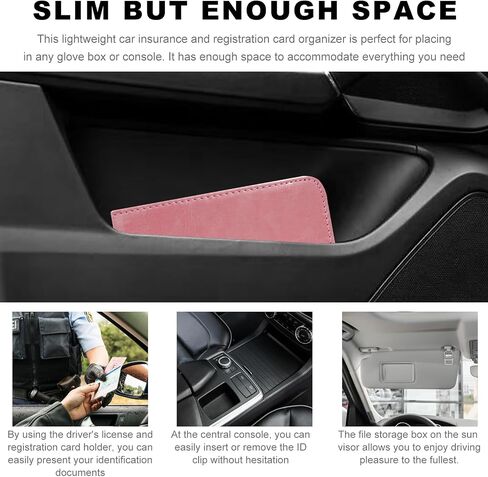 Car Registration and Insurance Card Holder, Leather Car Document Holder Glove Compartment Organizer, Vehicle Wallet Case Glove Box Organizer for Women Men, Car Accessories (Purple) in Saudi Arabia