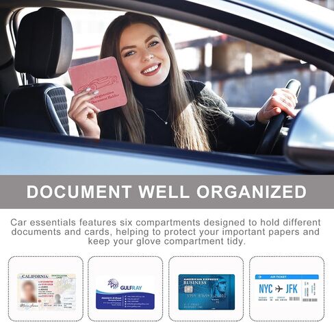 Car Registration and Insurance Card Holder, Leather Car Document Holder Glove Compartment Organizer, Vehicle Wallet Case Glove Box Organizer for Women Men, Car Accessories (Purple) in Saudi Arabia
