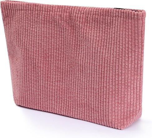 حقيبة مستحضرات التجميل حقيبة مستحضرات التجميل Preppy Cute Corduroy حقيبة أدوات الزينة للنساء أساسيات السفر (بيج كامل) in Saudi Arabia