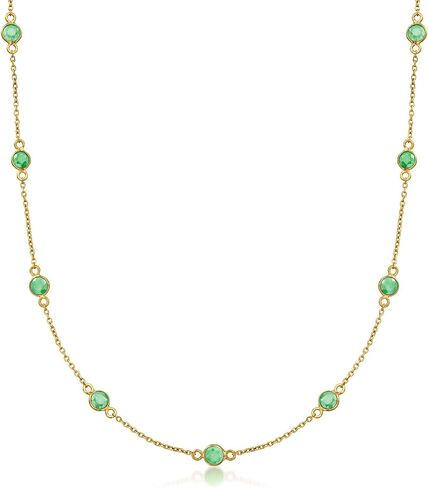 Ross-Simons 2.20 ct. t.w. Emerald Station Necklace in 18kt Gold Over Sterling. 18 inches in Saudi Arabia