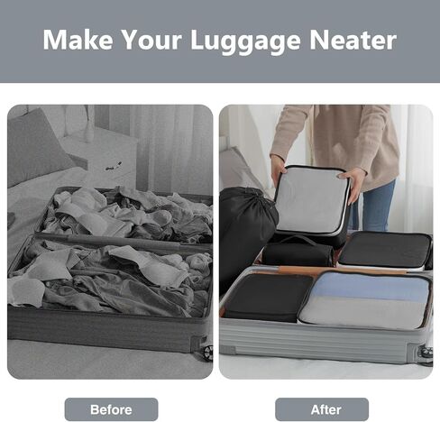 مكعبات تعبئة للسفر - 9 مجموعات من مكعبات التعبئة لحقيبة السفر، مجموعة حقائب سفر كبيرة الحجم لتنظيم الأمتعة مع أكياس غسيل للسفر/حقيبة أحذية/حقيبة أدوات الزينة (بيج) in Kuwait