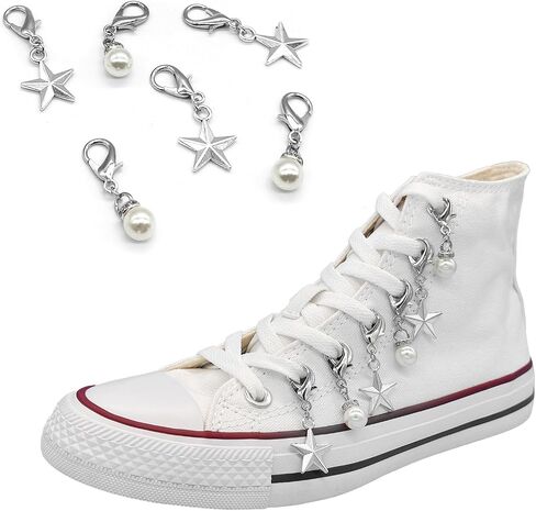 Shoelace Charm for Sneakers, Goth Shoe Charms Chain for Canvas Shoes Boot Keychain Bag DIY Punk Shoe Accessory Decorations Clip for Girls Women in Saudi Arabia