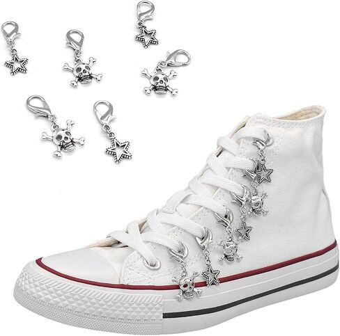 Shoelace Charm for Sneakers, Goth Shoe Charms Chain for Canvas Shoes Boot Keychain Bag DIY Punk Shoe Accessory Decorations Clip for Girls Women in Saudi Arabia