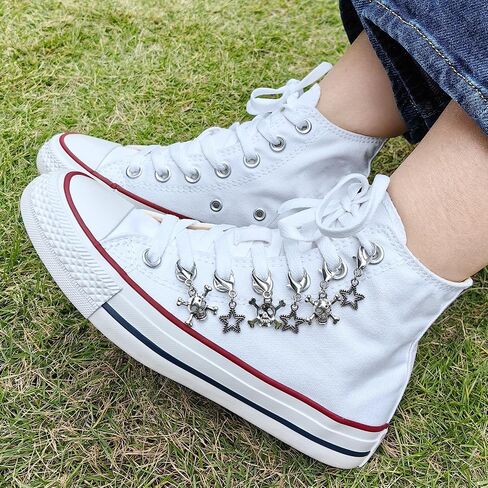 Shoelace Charm for Sneakers, Goth Shoe Charms Chain for Canvas Shoes Boot Keychain Bag DIY Punk Shoe Accessory Decorations Clip for Girls Women in Saudi Arabia