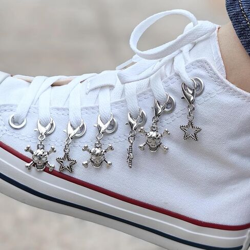 Shoelace Charm for Sneakers, Goth Shoe Charms Chain for Canvas Shoes Boot Keychain Bag DIY Punk Shoe Accessory Decorations Clip for Girls Women in Saudi Arabia