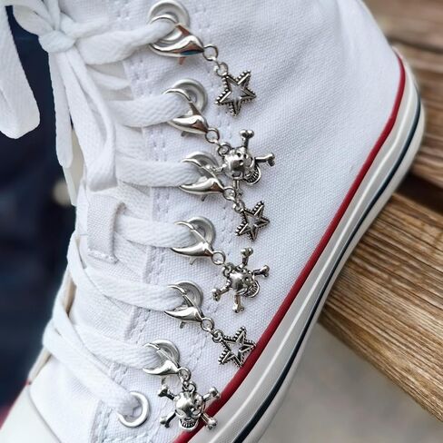 Shoelace Charm for Sneakers, Goth Shoe Charms Chain for Canvas Shoes Boot Keychain Bag DIY Punk Shoe Accessory Decorations Clip for Girls Women in Saudi Arabia