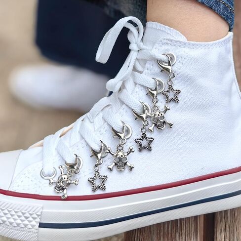 Shoelace Charm for Sneakers, Goth Shoe Charms Chain for Canvas Shoes Boot Keychain Bag DIY Punk Shoe Accessory Decorations Clip for Girls Women in Saudi Arabia