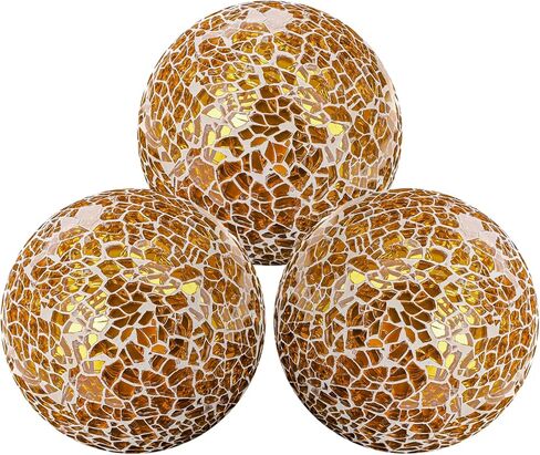 Decoration Mosaic Glass Ball 3.35 Inch Orbs Centerpiece Crack Sphere Balls 3pcs Rose Gold Shine Mirror Solid Globe Coffee Table House Office Christmas Party in Saudi Arabia