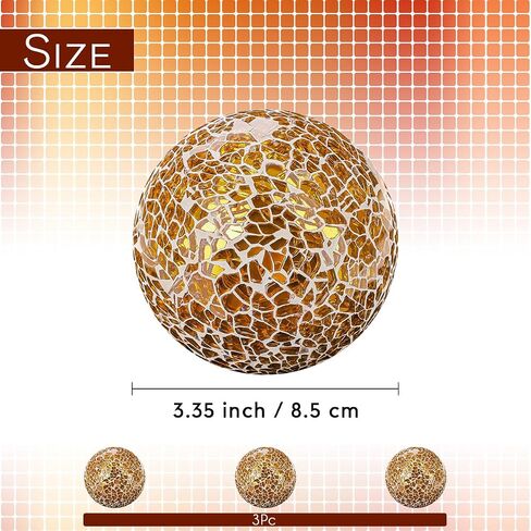 Decoration Mosaic Glass Ball 3.35 Inch Orbs Centerpiece Crack Sphere Balls 3pcs Rose Gold Shine Mirror Solid Globe Coffee Table House Office Christmas Party in Saudi Arabia