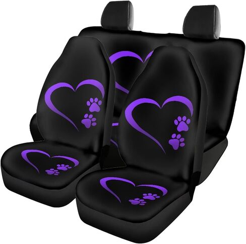 Mumeson Dog Paw Print Car Seat Covers Full Set Auto Interior Decoration Seat Cover Stretch-on Front and Rear Seat Cushion Covers Protection Seat Covers 4 Piece in Saudi Arabia