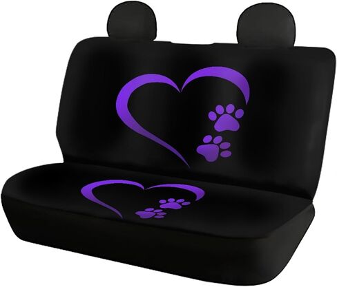 Mumeson Dog Paw Print Car Seat Covers Full Set Auto Interior Decoration Seat Cover Stretch-on Front and Rear Seat Cushion Covers Protection Seat Covers 4 Piece in Saudi Arabia