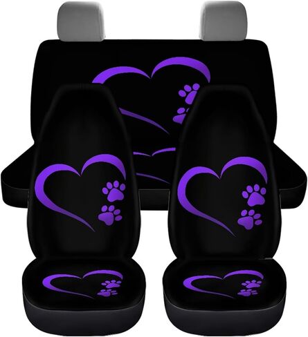 Mumeson Dog Paw Print Car Seat Covers Full Set Auto Interior Decoration Seat Cover Stretch-on Front and Rear Seat Cushion Covers Protection Seat Covers 4 Piece in Saudi Arabia