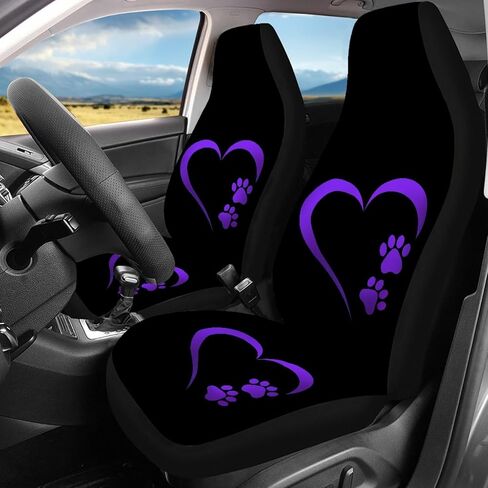 Mumeson Dog Paw Print Car Seat Covers Full Set Auto Interior Decoration Seat Cover Stretch-on Front and Rear Seat Cushion Covers Protection Seat Covers 4 Piece in Saudi Arabia